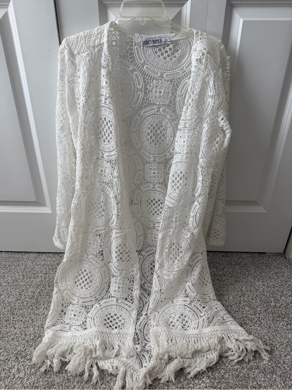 Retro Threads Boho Crochet Fisherman Artsy Festival Kimono